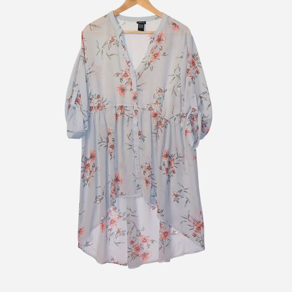 Torrid Lexie Women's Chiffon Floral Tunic Baby Doll Low High Sheer Size 1 - Picture 1 of 9